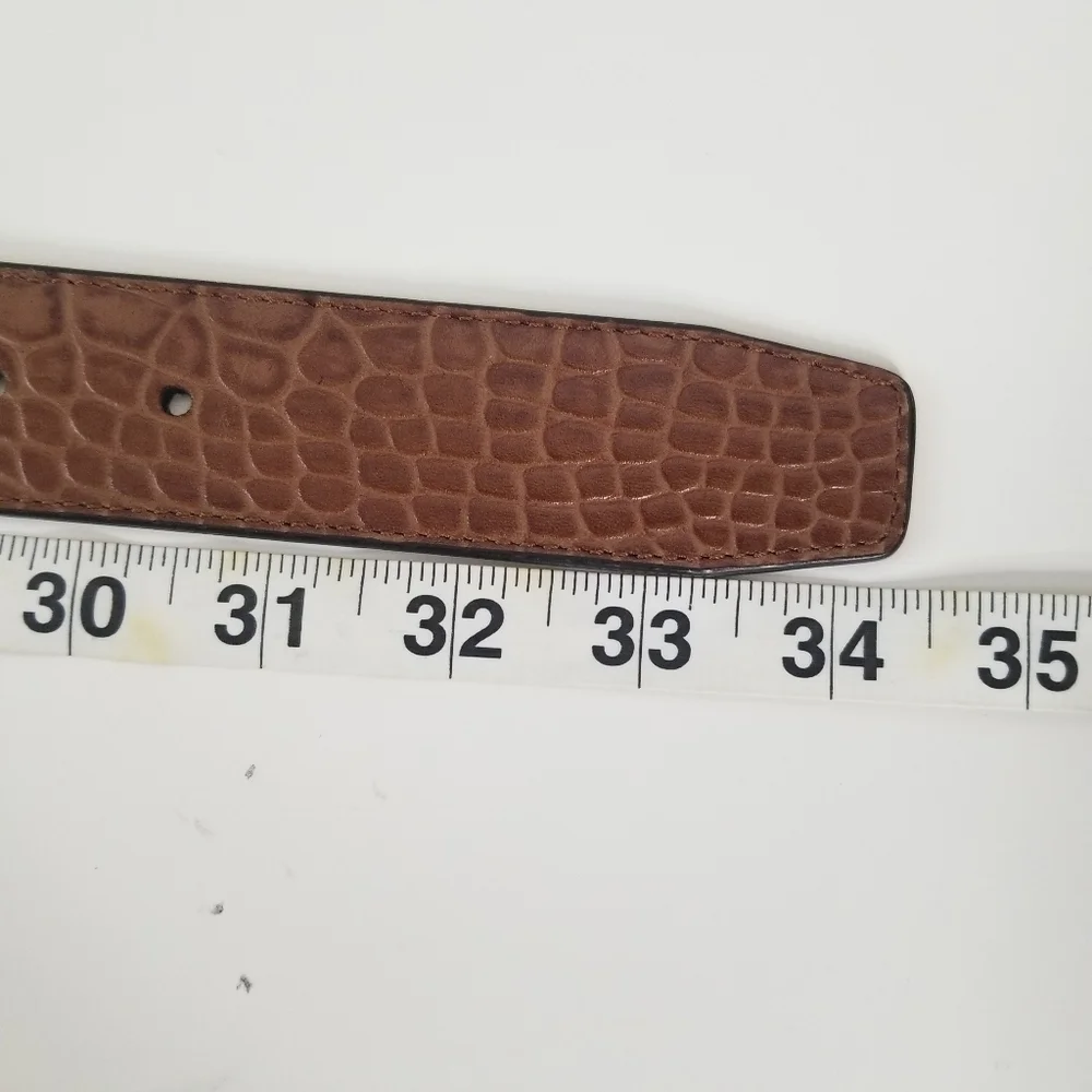 NWT Cole Haan Wide Croc Embossed Woodbury Brown Belt Size S